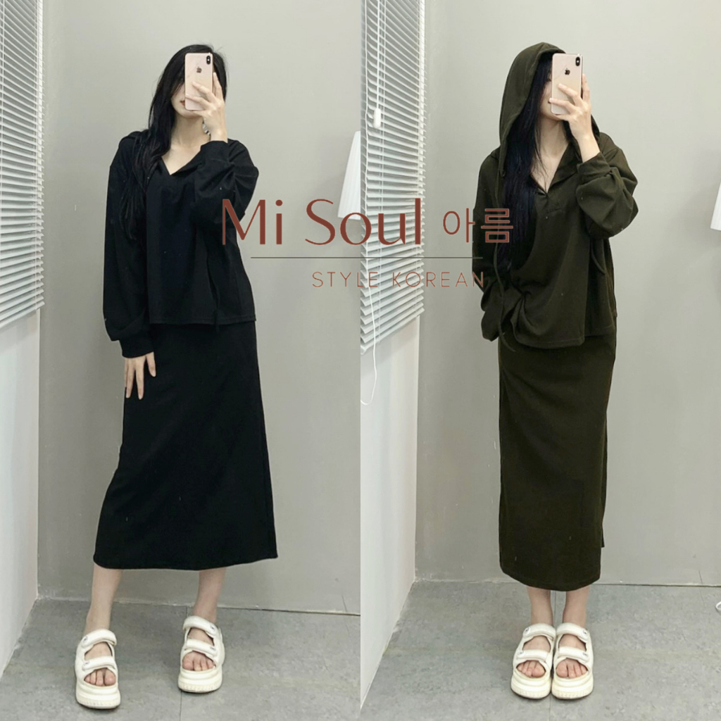 Set Bộ Dài Tay Nỉ Tăm Trơn Có Mũ BigSize Nữ Pastel, Bộ Thu Đông BigSize Nữ Dài Tay Kèm Chân Váy Cùng Màu 219