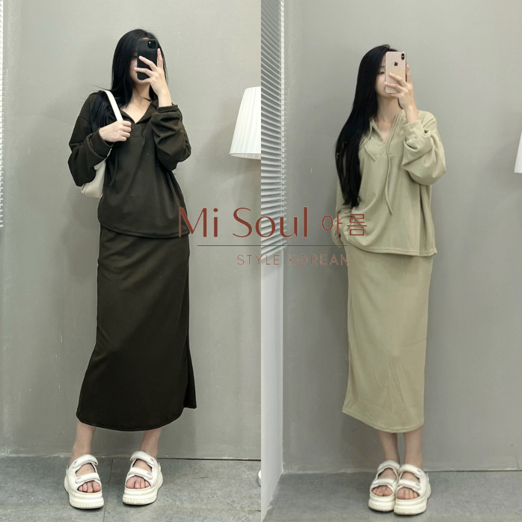 Set Bộ Dài Tay Nỉ Tăm Trơn Có Mũ BigSize Nữ Pastel, Bộ Thu Đông BigSize Nữ Dài Tay Kèm Chân Váy Cùng Màu 219