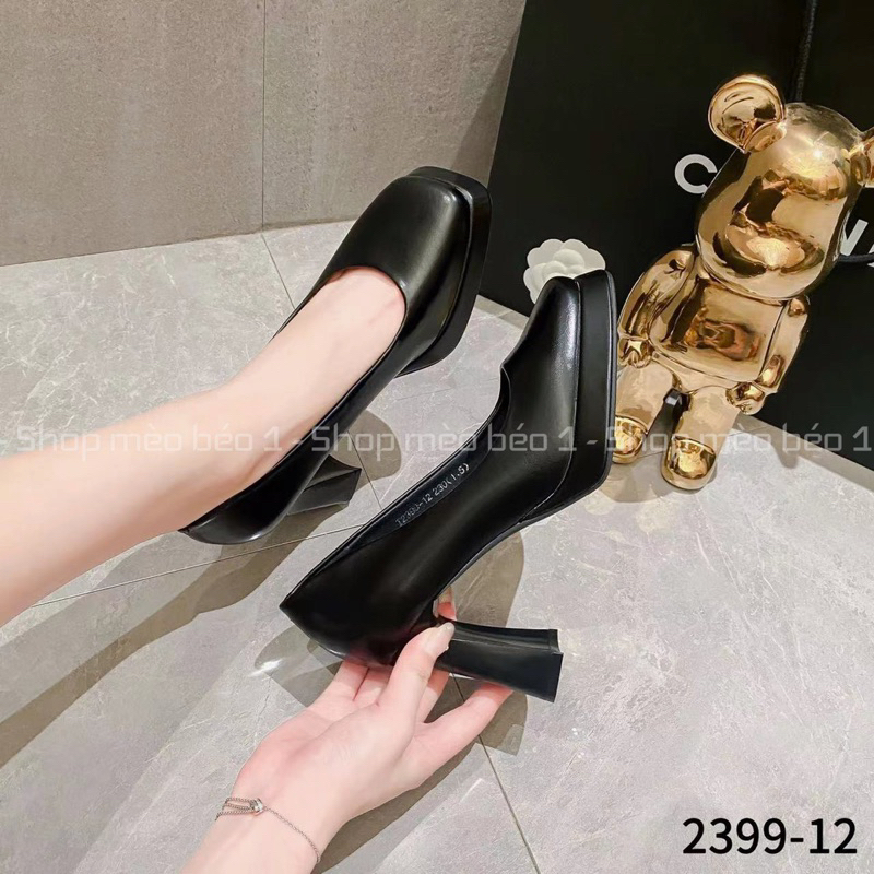 Giày cao gót mũi vuông đế đúp gót trụ basic fullbox hàng quảng châu cao cấp
