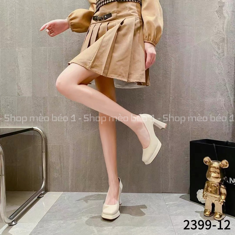 Giày cao gót mũi vuông đế đúp gót trụ basic fullbox hàng quảng châu cao cấp