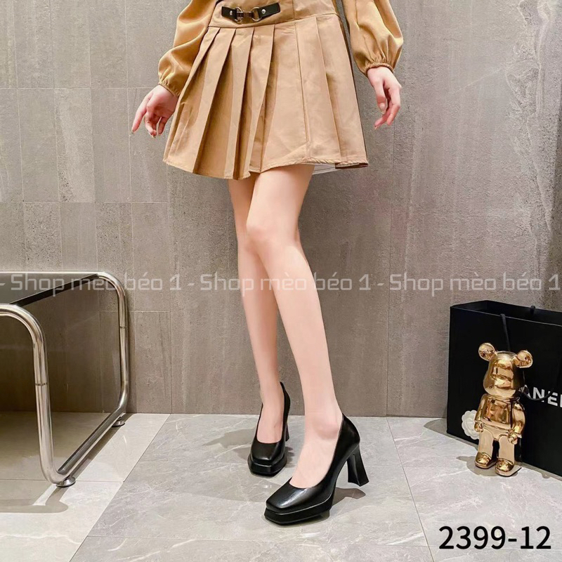 Giày cao gót mũi vuông đế đúp gót trụ basic fullbox hàng quảng châu cao cấp