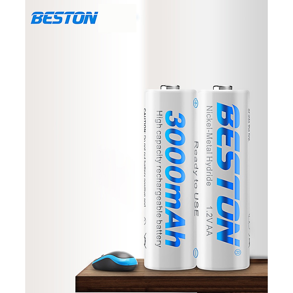 Pin Sạc AA Beston 3000mAh Vỉ 4 Pin Cho Micro Karaoke loa, đồ chơi trẻ em, đồng hồ treo tường