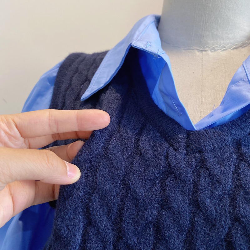 ÁO SƠ MI PHỐI LEN THỪNG PHONG CÁCH HÀN QUỐC HÀNG QC XỊN