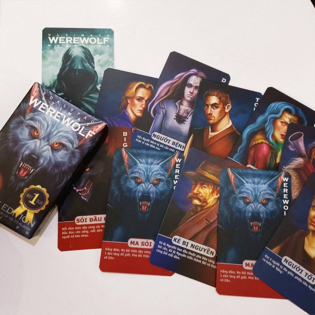 Sản Phẩm Sỉ- Bộ Bài Ma Sói Deluxe TIẾNG VIỆT 21 lá giá từ 8k/bộ