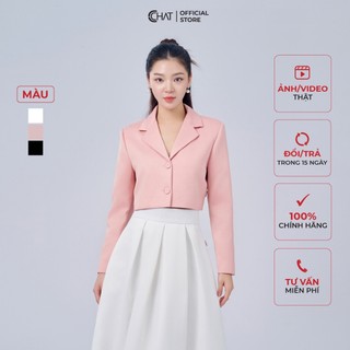 Áo Blazer Nữ 𝐂𝐂𝐇𝐀𝐓 Kiểu Dáng Suông Ngắn Chất Tafta Cao Cấp Phong Cách Thanh Lịch 23EHB2008OT