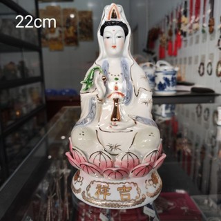 Tượng phật quan âm ngồi tòa sen cao 22cm