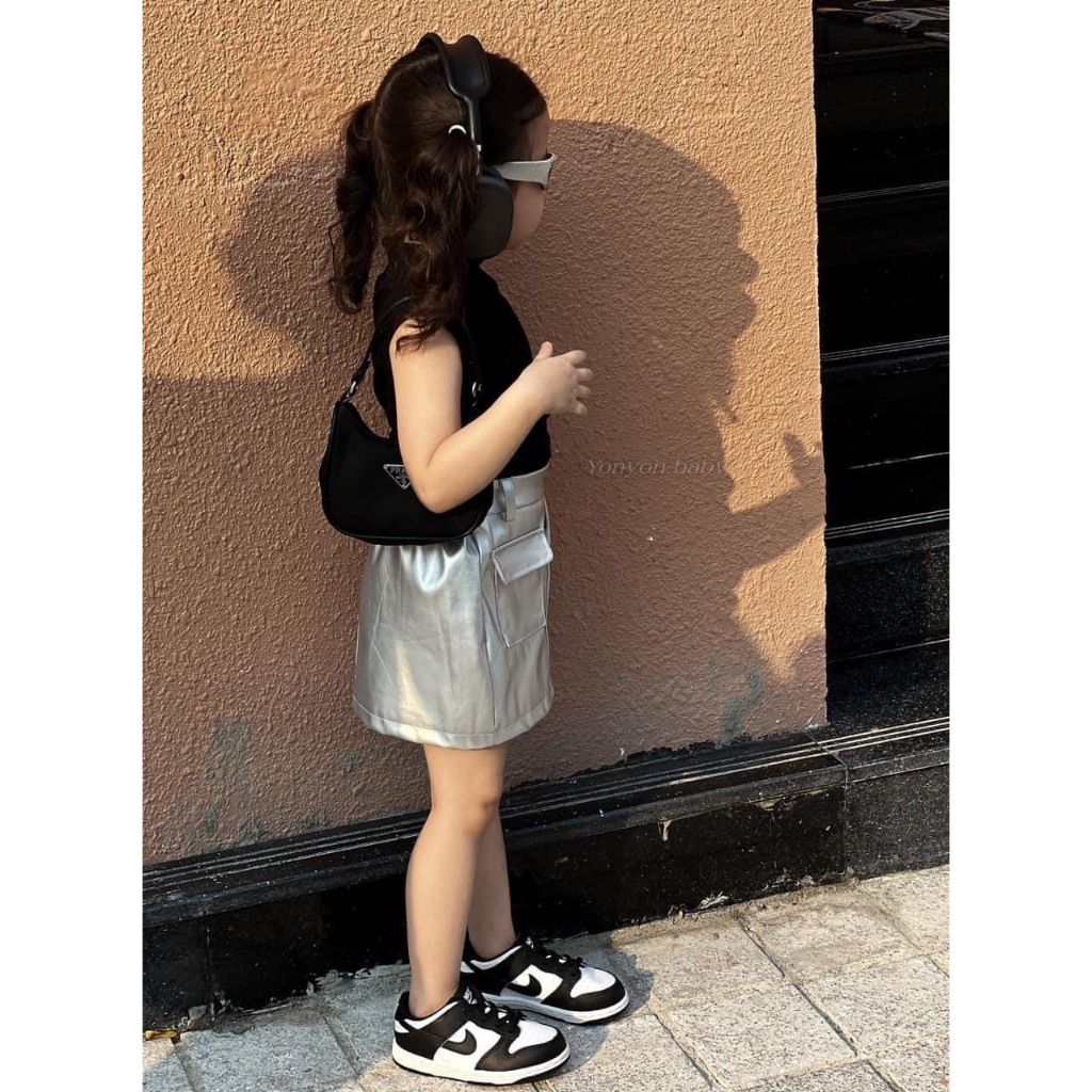 10-30KG SET ÁO CỘC HỞ LƯNG CỘT NƠ KÈM CHÂN VÁY BẠC