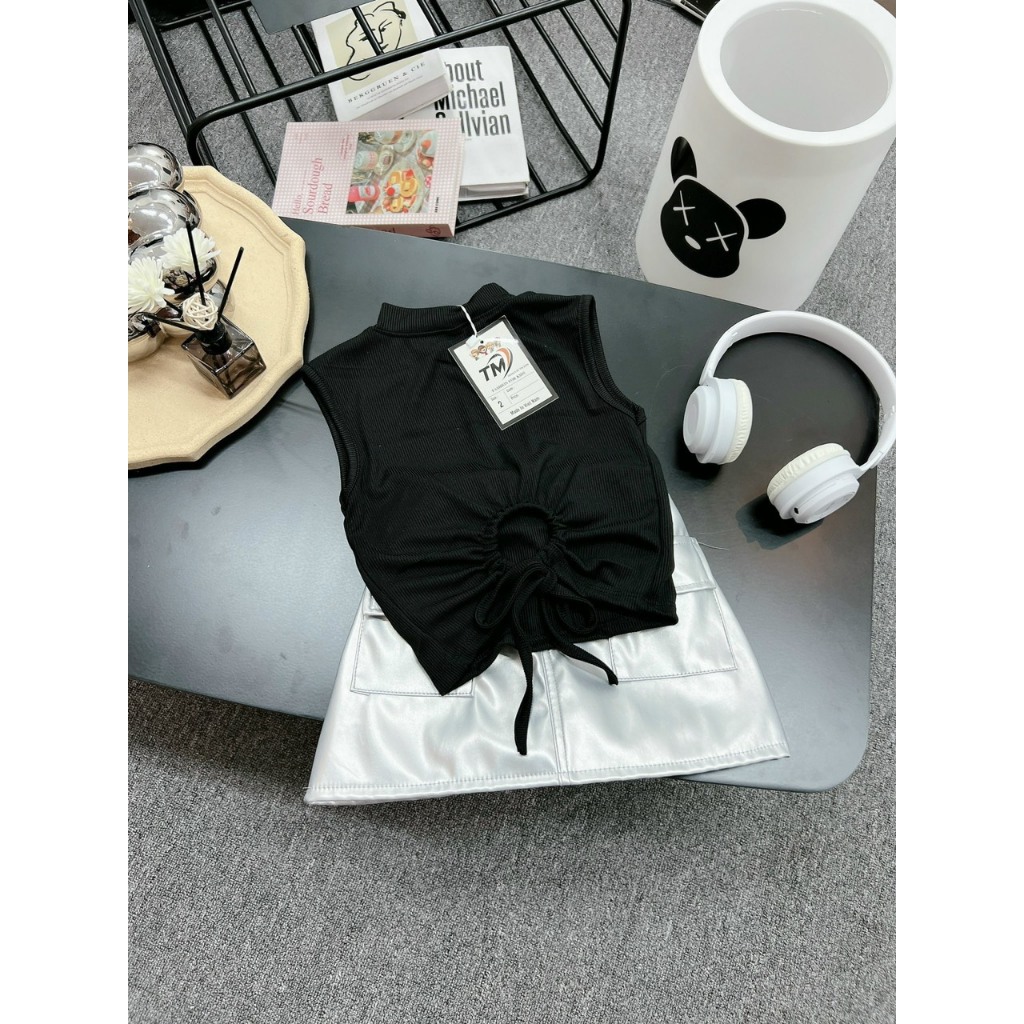 10-30KG SET ÁO CỘC HỞ LƯNG CỘT NƠ KÈM CHÂN VÁY BẠC