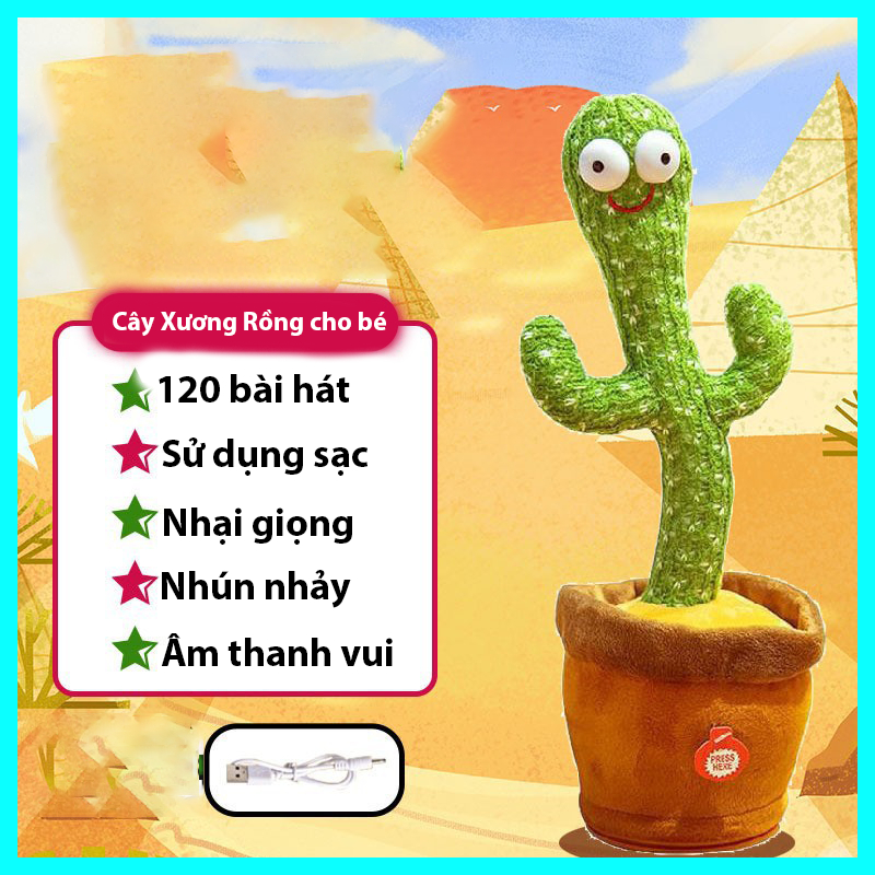 Đồ Chơi Cây Xương Rồng Nhại Giọng Nhún Nhảy với 120 bài hát cho bé