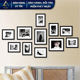Bộ 11 khung ảnh treo tường ALPHA S11, set 11 khung tranh trang trí in ảnh miễn phí