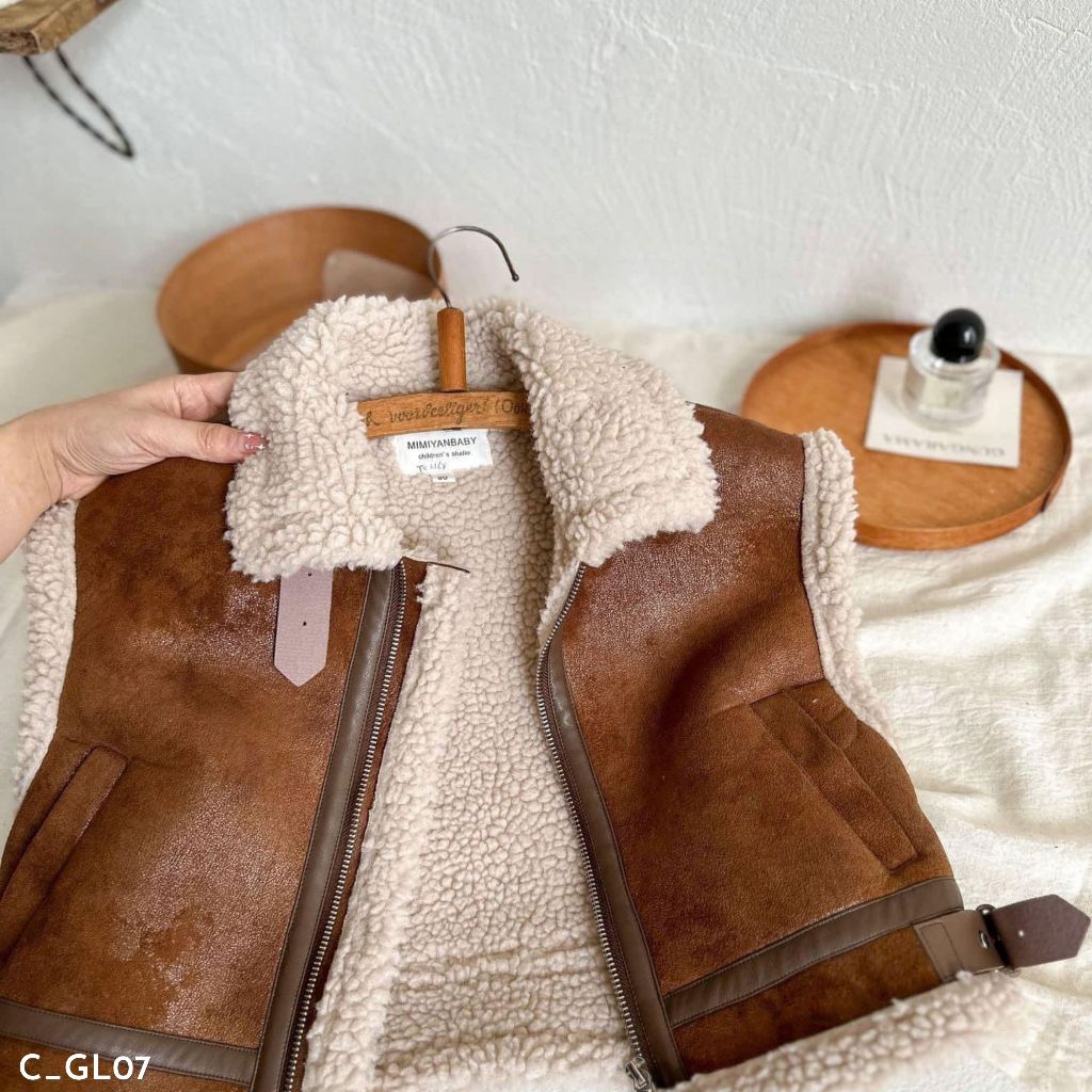 Áo gile cho bé trai, áo gile da lộn cho bé EMBES KIDS 11kg đến 31kg