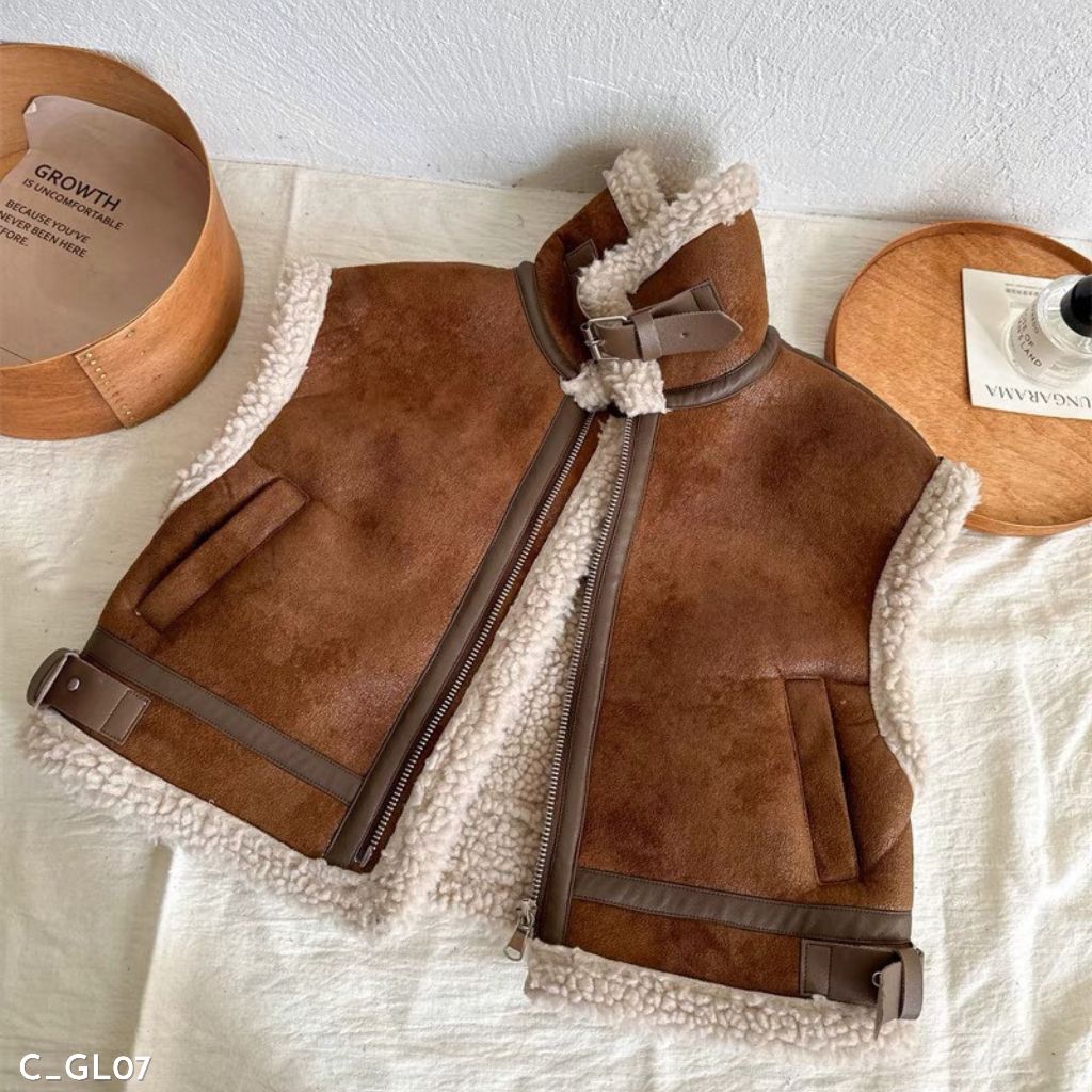 Áo gile cho bé trai, áo gile da lộn cho bé EMBES KIDS 11kg đến 31kg