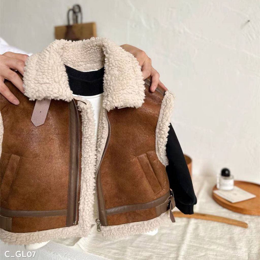 Áo gile cho bé trai, áo gile da lộn cho bé EMBES KIDS 11kg đến 31kg