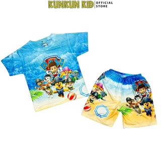 Đồ bộ thun lạnh cộc tay in 3d cho bé trai hình chó cứu hộ size đại từ 10kg-60kg Kunkun Kid TP805