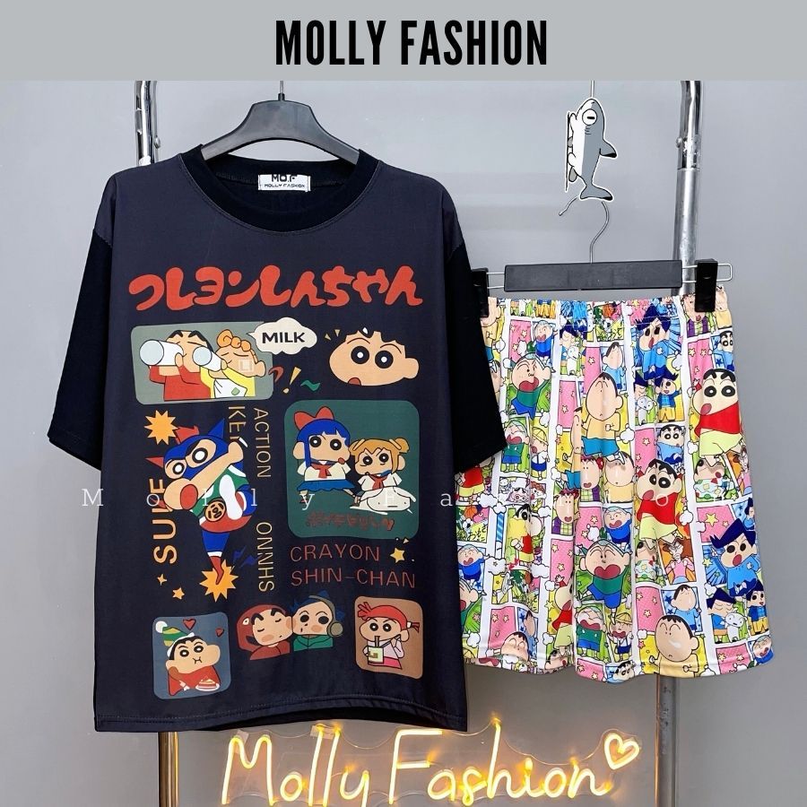 Set đồ bộ hoạt hình ❤️ Bộ mặc nhà Cartoon SHINCHAN form rộng Freesize Molly Fashion