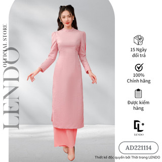Áo Dài LENDO Dài Tay Cổ Truyền Thống Gấm Hồng AD221114