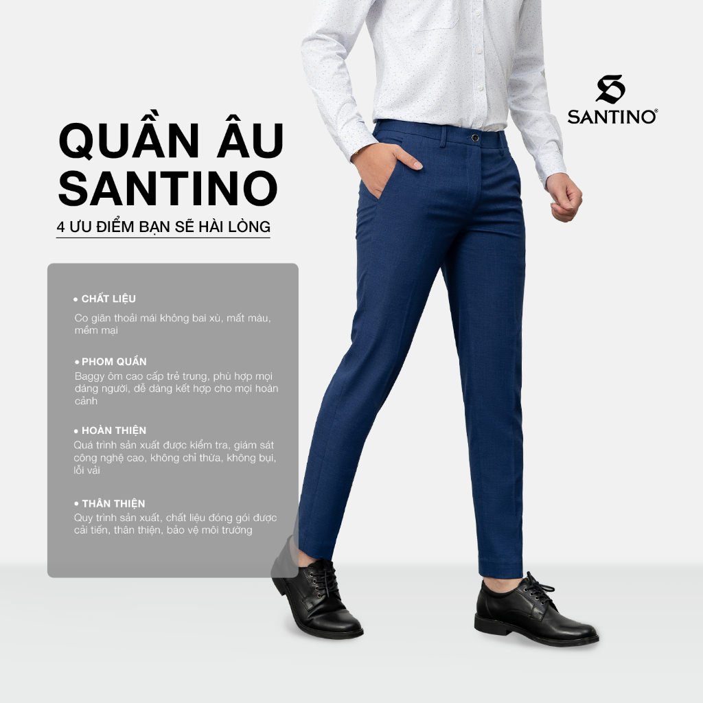 Quần Tây Nam Hàn Quốc Phom Baggy Santino Trẻ Trung, Hiện Đại, Co Giãn Thoải Mái, Phom Ôm Vừa Vặn Q601