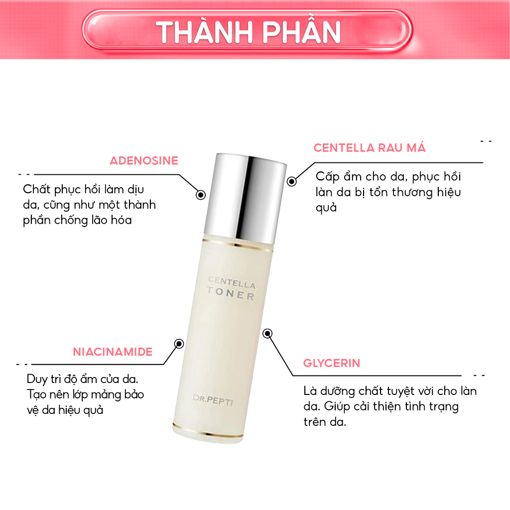 Nước Hoa Hồng Dr.Pepti Centella Toner Dưỡng Da Căng Bóng 180ml Chính Hãng Hàn Quốc
