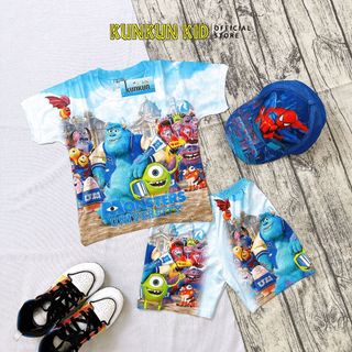 Quần áo bé trai Thun lạnh hình nhà máy quái vật Kunkun Kid TP435 - Đồ bộ trẻ em size đại 10kg-60kg