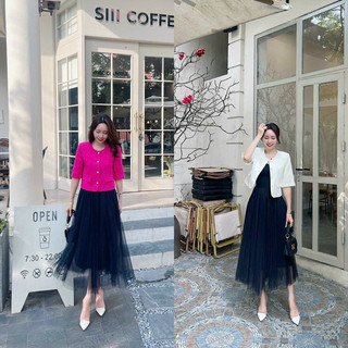 Áo dạ tweed cúc ngọc