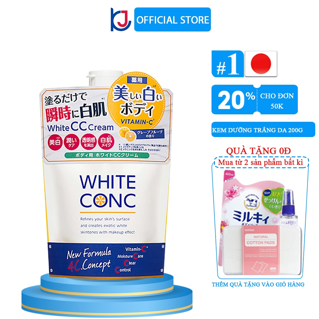 Sữa dưỡng thể trắng da White Conc Body CC Cream With Vitamin C dưỡng trắng ngày và đêm Nhật Bản