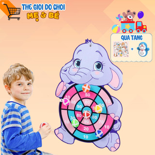 Phi tiêu bóng dính cho bé, bảng ném bóng dính nhiều hình động vật, bảng phi tiêu an toàn cho bé luyện vận động