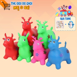 Đồ chơi thú nhún bơm hơi hình chú tuần lộc cho bé yêu màu ngẫu nhiên