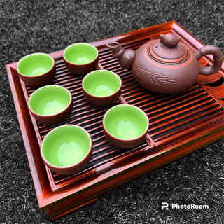  Bộ ấm chén Tử Sa Bát Tràng màu Nâu bộ tách trà gốm sứ chén lòng xanh cao cấp 