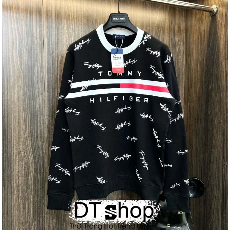 Áo nỉ Sweater tommy hilfiger hi in vạch chữ ký thiết kế hot trend Nam Nữ Thu Đông 2023
