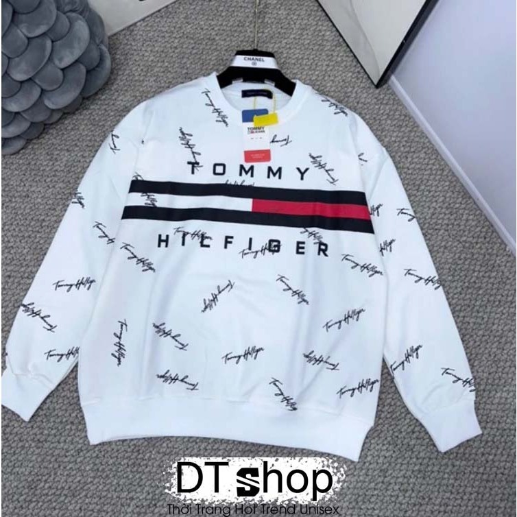 Áo nỉ Sweater tommy hilfiger hi in vạch chữ ký thiết kế hot trend Nam Nữ Thu Đông 2023