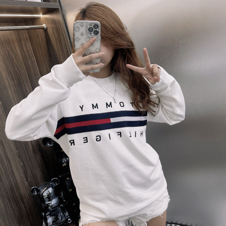 Áo nỉ Sweater tommy hilfiger hi in vạch chữ ký thiết kế hot trend Nam Nữ Thu Đông 2023