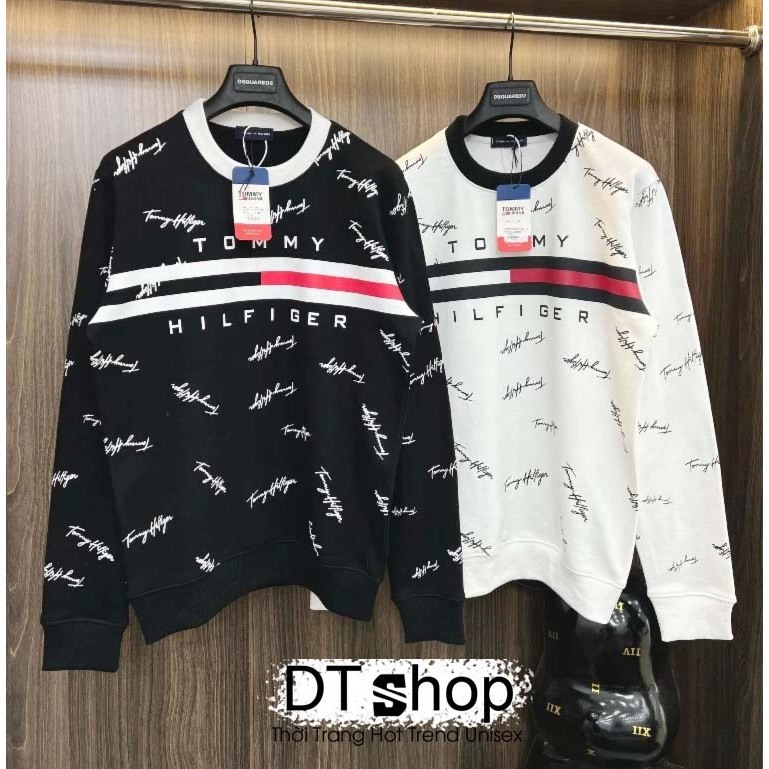 Áo nỉ Sweater tommy hilfiger hi in vạch chữ ký thiết kế hot trend Nam Nữ Thu Đông 2023