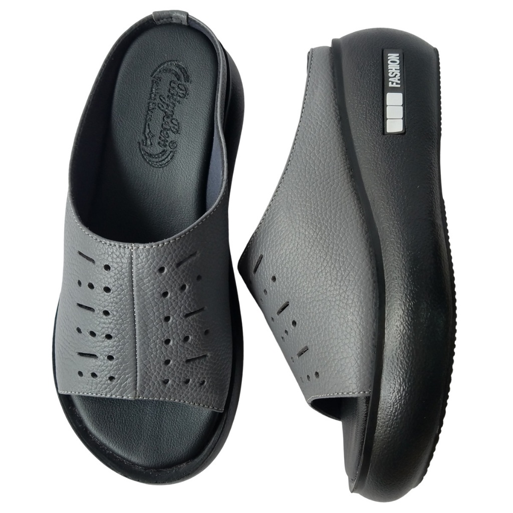 Dép xuồng nữ da bò thật BIGGBEN cao 6 phân HKD757