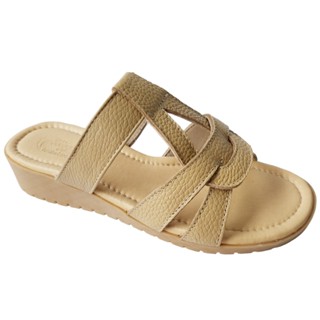 Dép Nữ Quai Ngang Da Bò Thật BIGGBEN Cao 3 Phân HKD7569