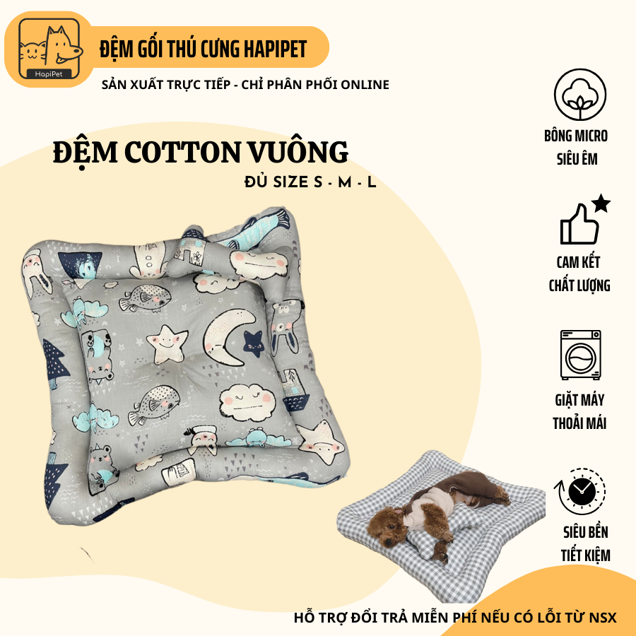 Đệm Thú Cưng Hapipet - Hình Vuông