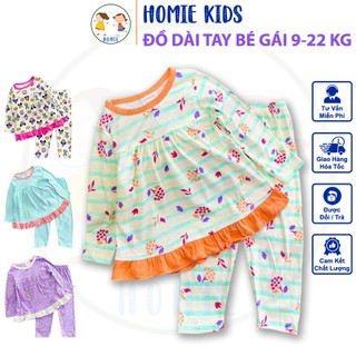 Đồ bộ dài tay cho bé gái 9-22 kg chất thun cotton borip mềm mịn cho bé mặc nhà đi chơi đi học đều xinh Homie Kids