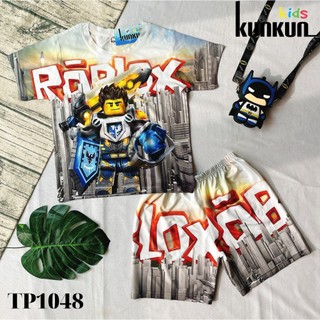 Quần áo cho bé trai tay ngắn thun lạnh In 3D hình Roblox size từ 10kg - 60kg Kunkun Kid TP1048 - đồ bộ trẻ em cao cấp