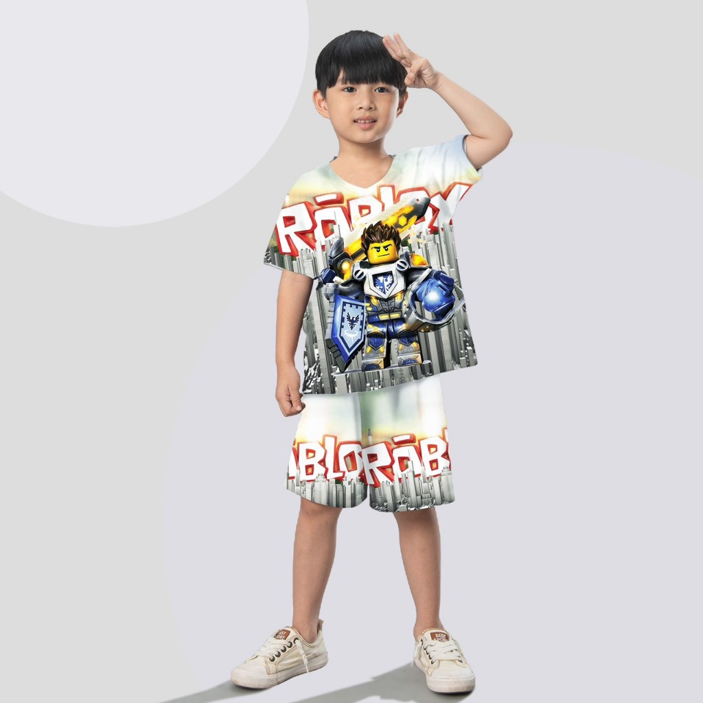 Quần áo cho bé trai tay ngắn thun lạnh In 3D hình Roblox size từ 10kg - 60kg Kunkun Kid TP1048