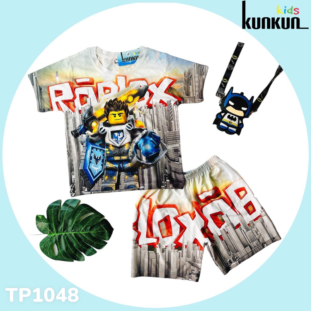 Quần áo cho bé trai tay ngắn thun lạnh In 3D hình Roblox size từ 10kg - 60kg Kunkun Kid TP1048