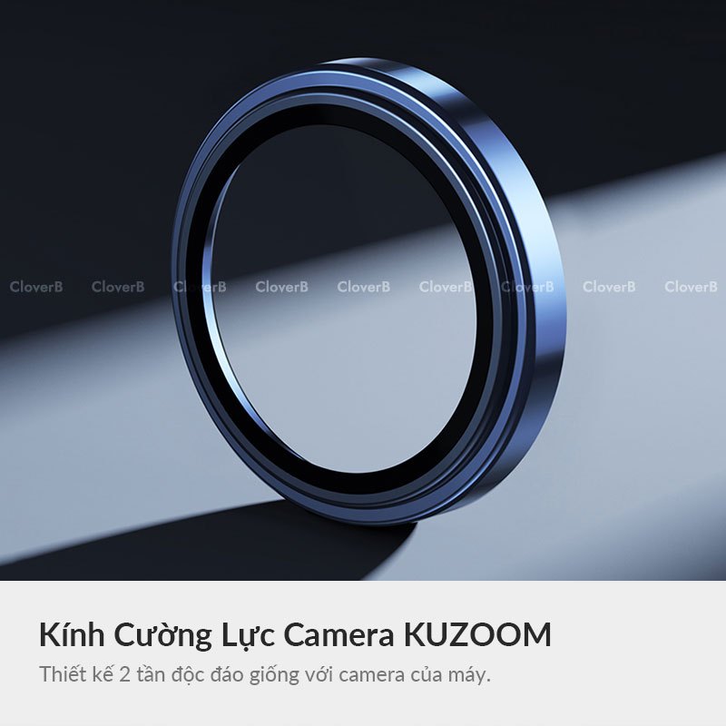 Kính Cường Lực Camera Kuzoom AR Lens - Viền Kim Loại Cao Cấp, Mặt Kính Trong Suốt Chống Trầy, Chống Chói Cho iP15 Series