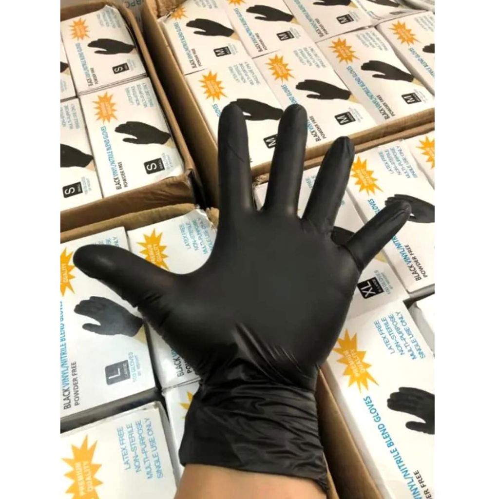 Găng Tay Đen Không Bột Hộp Đủ 100 chiếc Dùng Nặn Mụn, Phun Xăm...