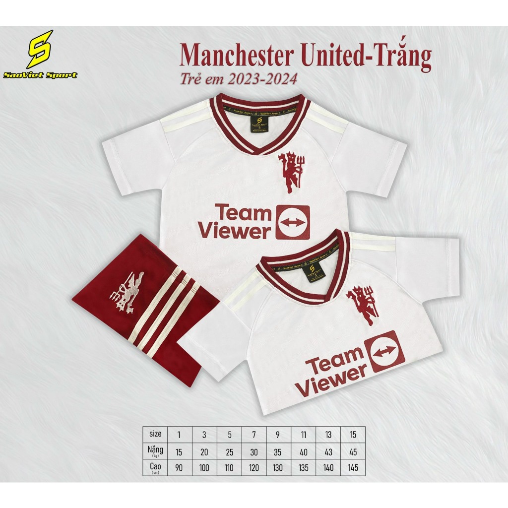 Áo bóng đá trẻ em, người lớn Man trắng 2024