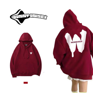 Áo hoodie nam nữ form rộng dáng dài unisex màu đỏ DELIZ  nỉ dài tay mùa đông ấm áp thời trang BUNNY
