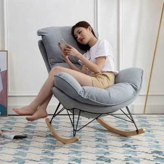 [Bộ ghế kèm đôn] Ghế thư giãn bập bênh đọc sách xem phim BH 2 năm Thương hiệu uy tín, chân gỗ Pu chống ẩm