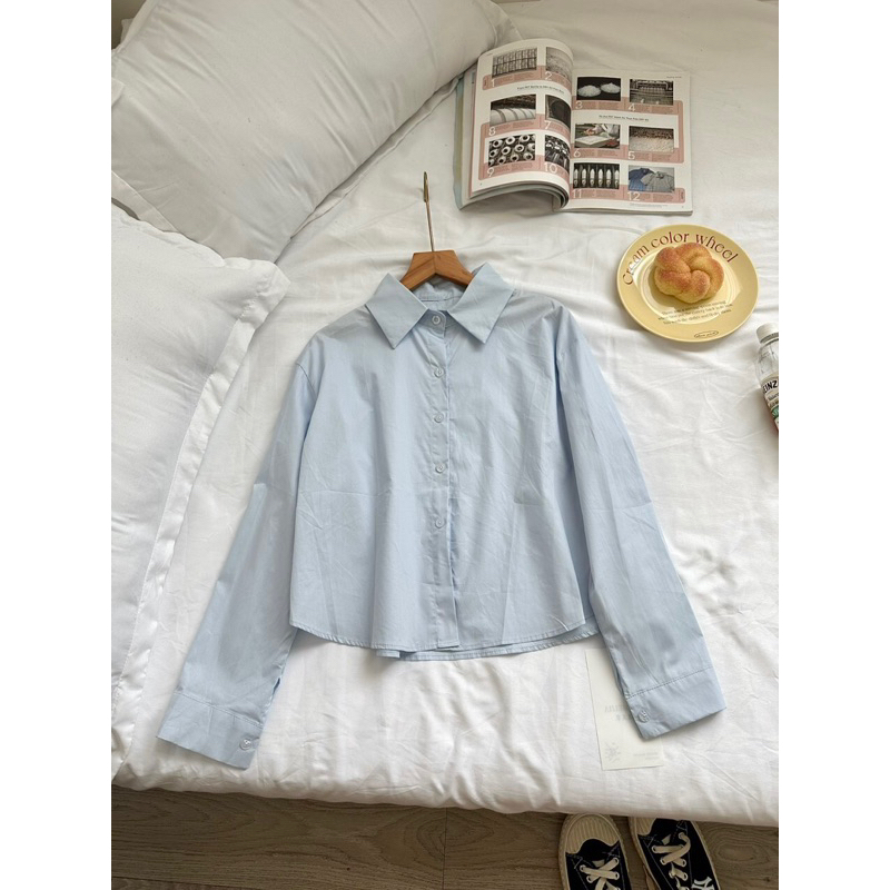 Set áo sơ mi kèm áo len phong cách trẻ trung năng động Hàn Quốc