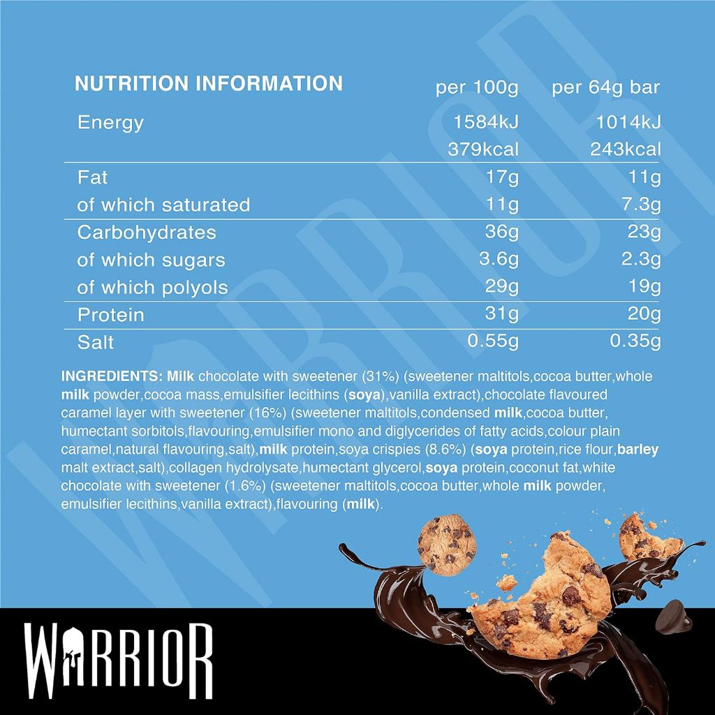 WARRIOR CRUNCH PROTEIN BAR - Bánh Protein Bổ Sung Protein, Phát Triển Cơ Bắp (1Thanh Bar)