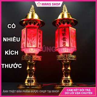 [Giá một cặp] Đèn thờ Phú Quý Hình Lục Giác Bằng Thủy Tinh Dễ Dàng Thay Bóng, Đèn Bàn Thờ Thần Tài Thổ Địa