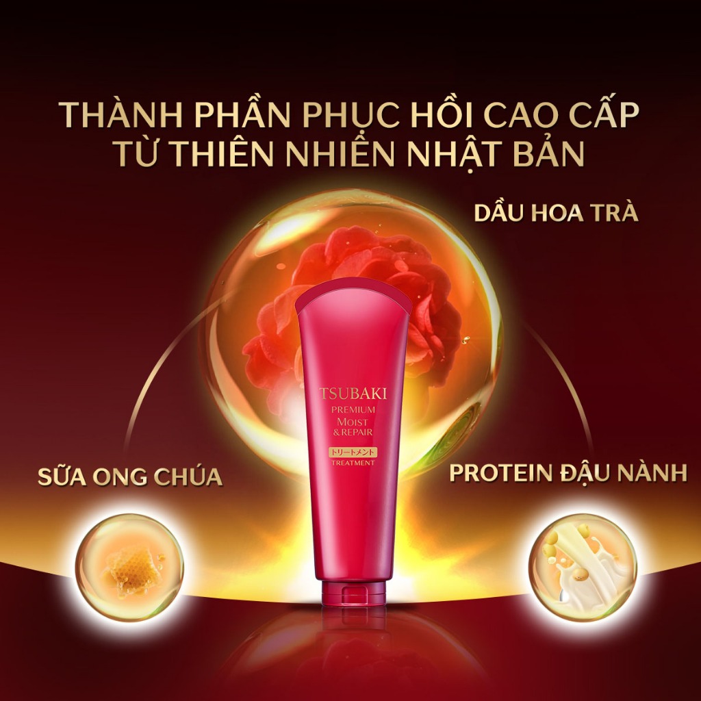 Kem Xả Tsubaki Premium Moist Treatment Dưỡng Tóc Bóng Mượt 180g