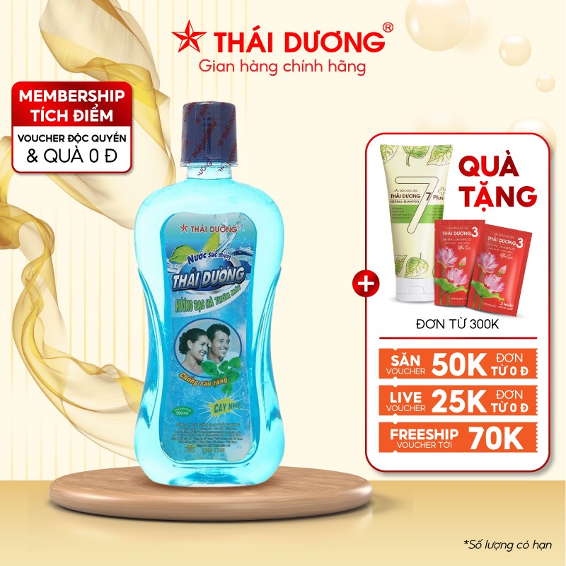 Nước súc miệng bạc hà Sao Thái Dương dung tích 500ml làm sạch miệng hiệu quả