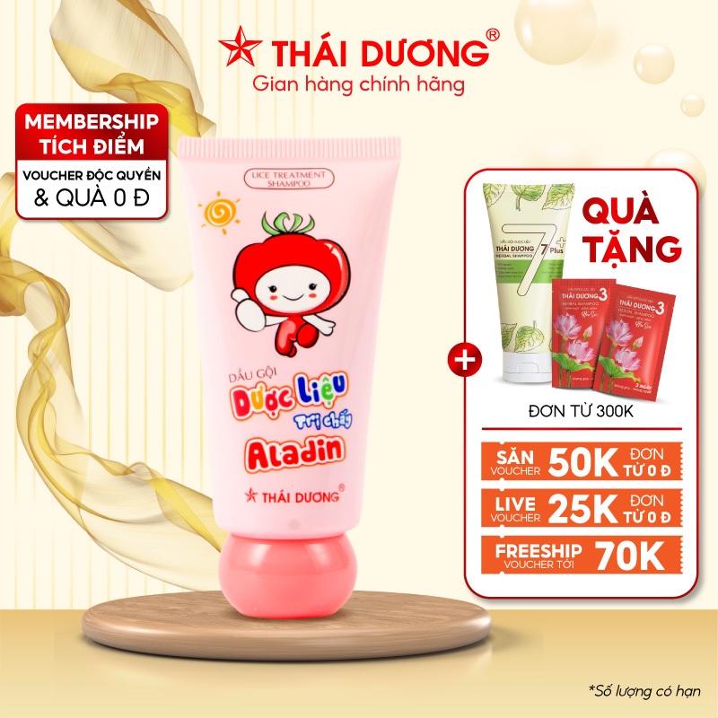 Dầu gội ngừa chấy Aladin triết xuất tự nhiên 30g, sản phẩm của Sao Thái Dương